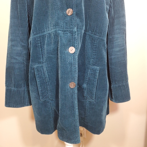 J Jill Corduroy Cotton Teal Long Jacket XL - Picture 4 of 9
